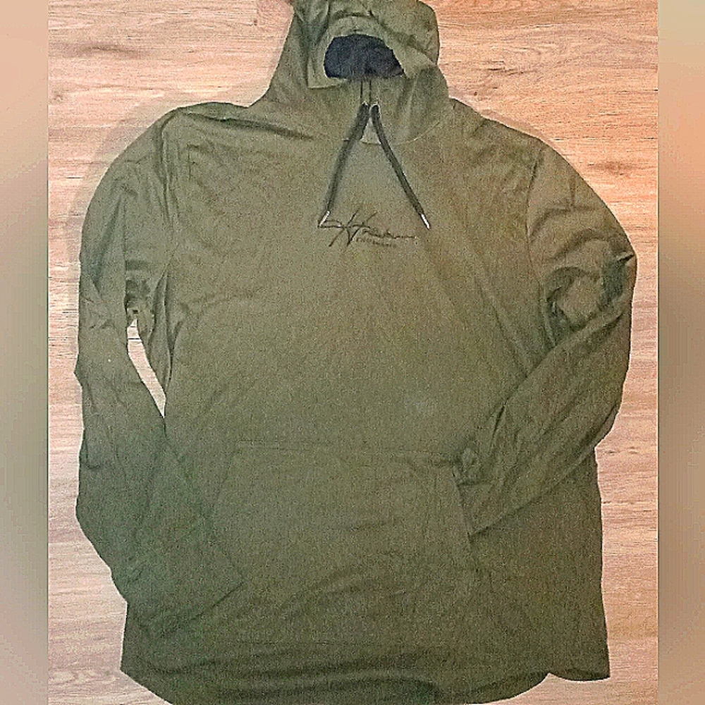 Hollister Men's Large Hooded Tee 100% Cotton Army Green